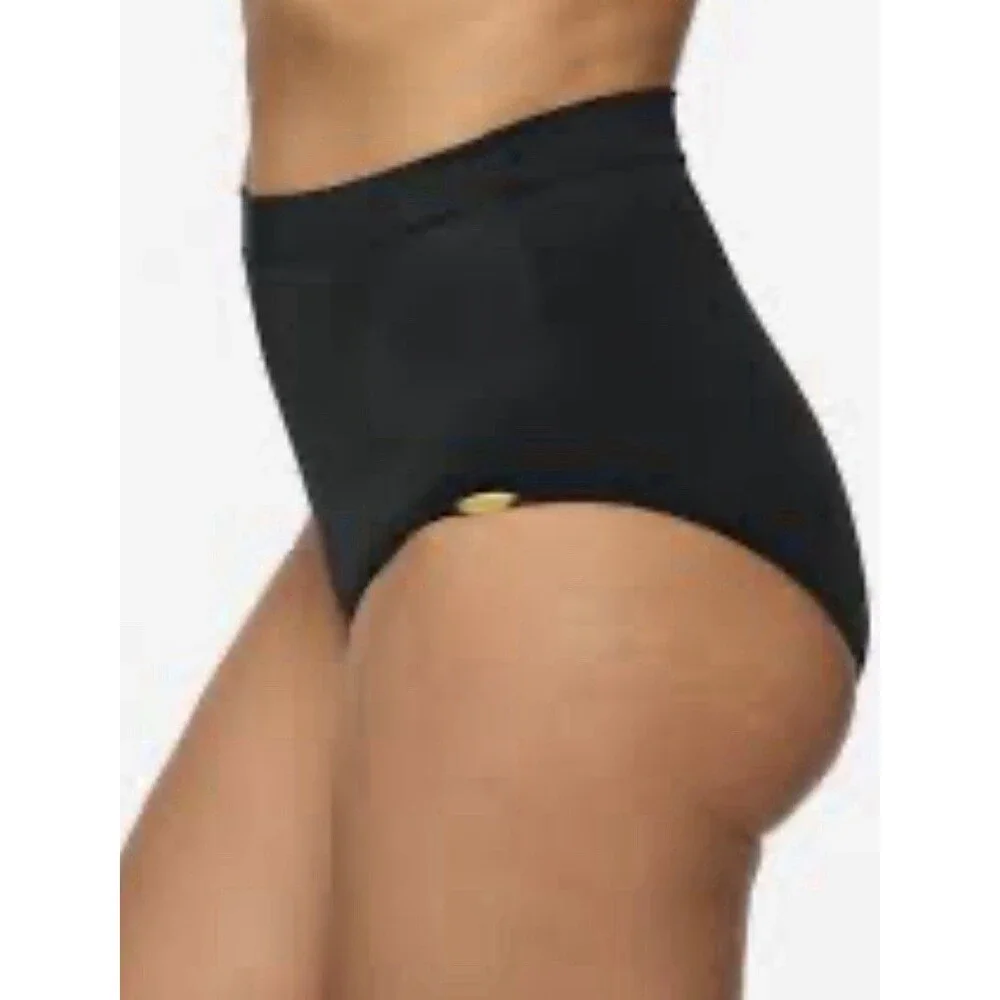 Sunflair Women’s Black High Waist Beach Pool Vacation Summer Swim Bottoms, Sz 12